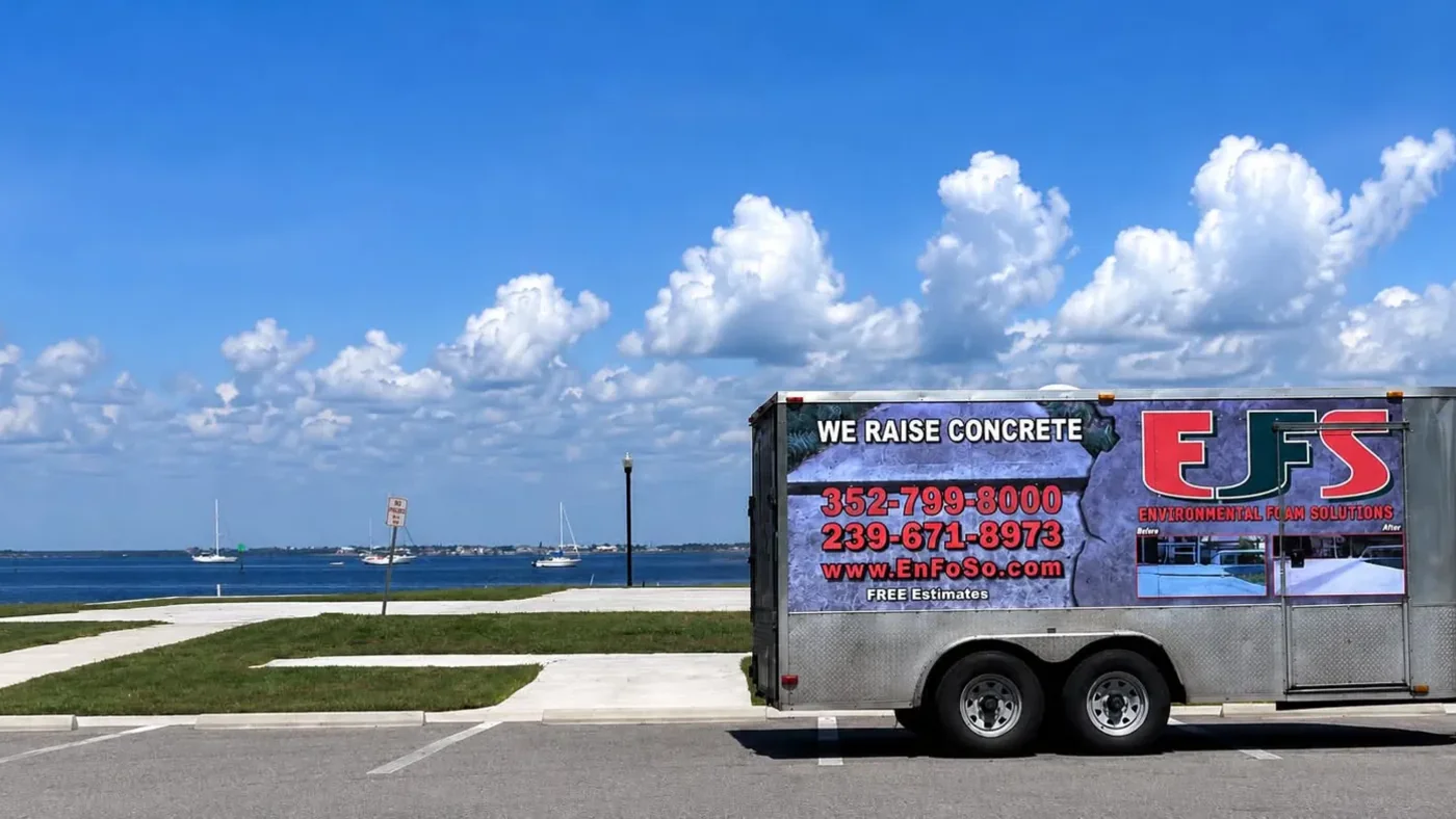 Environmental Foam Solutions trailer — concrete lifting and leveling across Central and South Florida