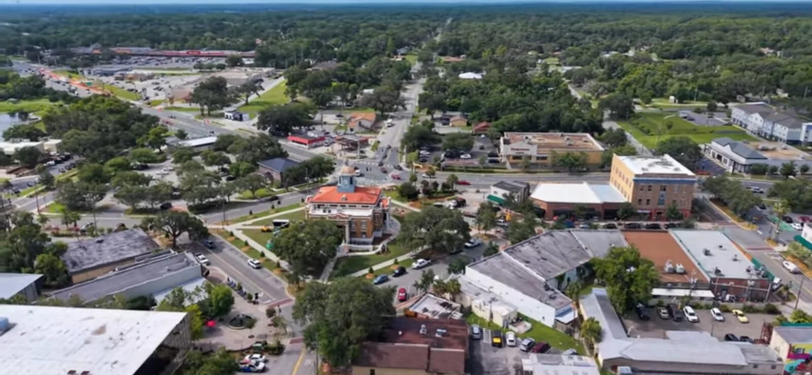Historic Downtown Inverness FL aerial view