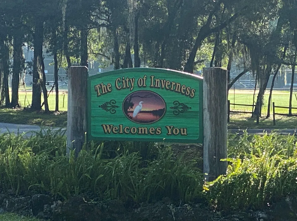 The City of Inverness Welcomes You sign