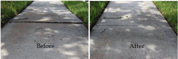 Images of a Sidewalk in Fort Myers Florida Before and After Concrete Repairs